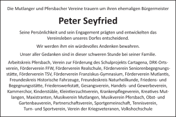 Traueranzeige von Peter Seyfried