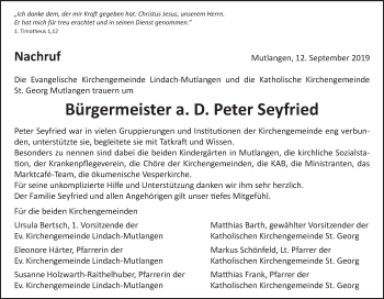 Traueranzeige von Peter Seyfried