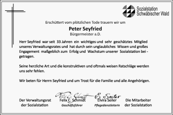 Traueranzeige von Peter Seyfried