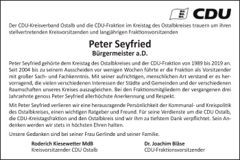 Traueranzeige von Peter Seyfried