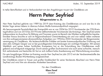 Traueranzeige von Peter Seyfried