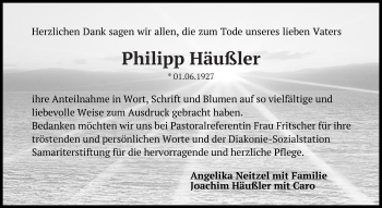 Traueranzeige von Philipp Häußler von Schwäbische Post