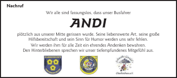 Traueranzeige von Andi  von Schwäbische Post