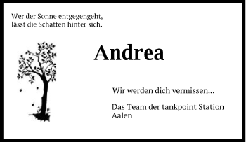 Traueranzeige von Andrea  von Schwäbische Post