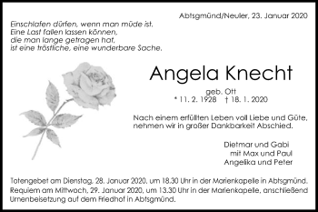 Traueranzeige von Angela Knecht von Schwäbische Post