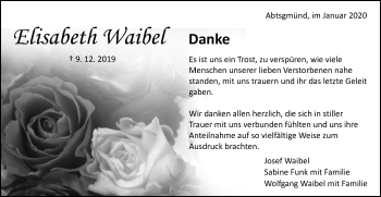Traueranzeige von Elisabeth Waibel von Kocher-Lein-Bote
