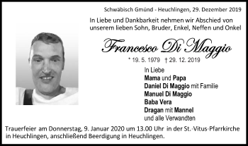 Traueranzeige von Francesco Di Maggio von Gmünder Tagespost