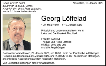 Traueranzeige von Georg Löffelad von Schwäbische Post