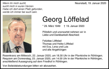 Traueranzeige von Georg Löffelad