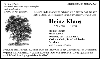 Traueranzeige von Heinz Klaus von Gmünder Tagespost