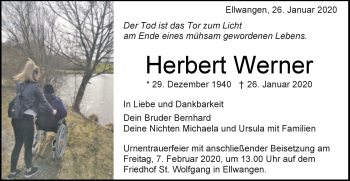 Traueranzeige von Herbert Werner von Schwäbische Post