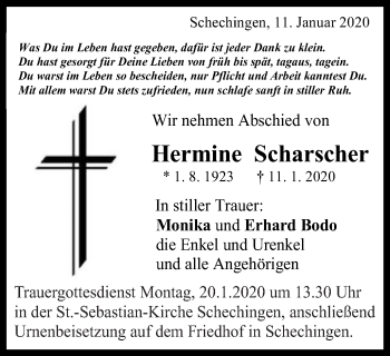 Traueranzeige von Hermine Scharscher von Gmünder Tagespost