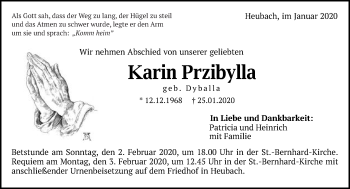 Traueranzeige von Karin Przibylla von Gmünder Tagespost