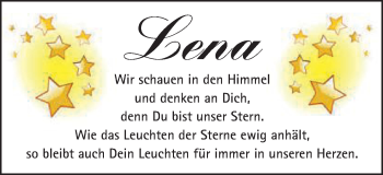 Traueranzeige von Lena  von Schwäbische Post