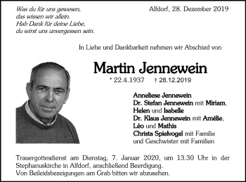 Traueranzeige von Martin Jennewein von Gmünder Tagespost