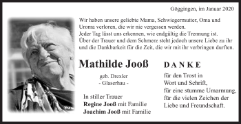 Traueranzeige von Mathilde Jooß