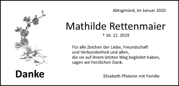Traueranzeige von Mathilde Rettenmaier von Schwäbische Post