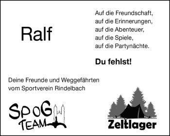 Traueranzeige von Ralf Hirschle von Schwäbische Post