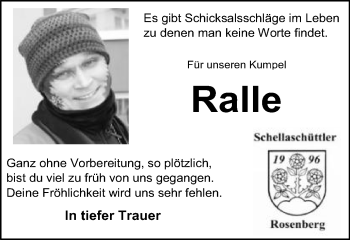 Traueranzeige von Ralf Hirschle von Schwäbische Post