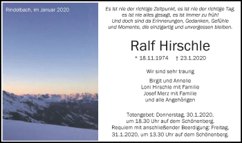 Traueranzeige von Ralf Hirschle