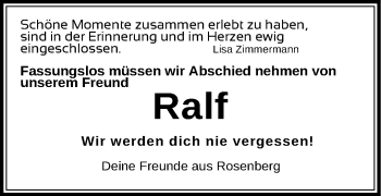 Traueranzeige von Ralf Hirschle von Schwäbische Post