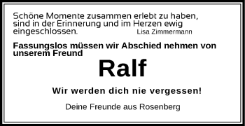 Traueranzeige von Ralf Hirschle