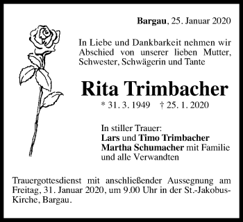 Traueranzeige von Rita Trimbacher