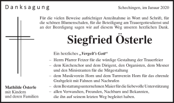 Traueranzeige von Siegfried Österle von Gmünder Tagespost