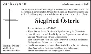 Traueranzeige von Siegfried Österle