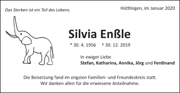 Traueranzeige von Silvia Enßle von Schwäbische Post