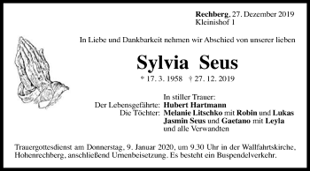 Traueranzeige von Sylvia Seus von Gmünder Tagespost