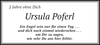 Traueranzeige von Ursula Poferl von Schwäbische Post