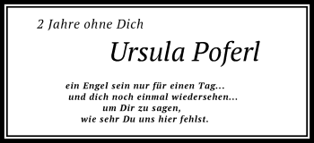 Traueranzeige von Ursula Poferl von Schwäbische Post