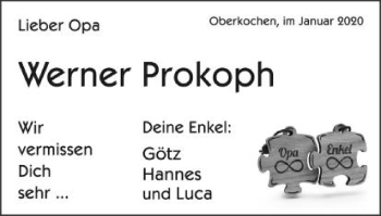 Traueranzeige von Werner Prokoph von Schwäbische Post