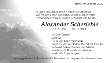 Traueranzeige von Alexander Scherieble von Schwäbische Post