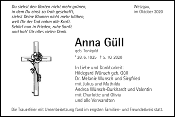 Traueranzeige von Anna Güll von Gmünder Tagespost