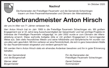 Traueranzeige von Anton Hirsch von Gmünder Tagespost