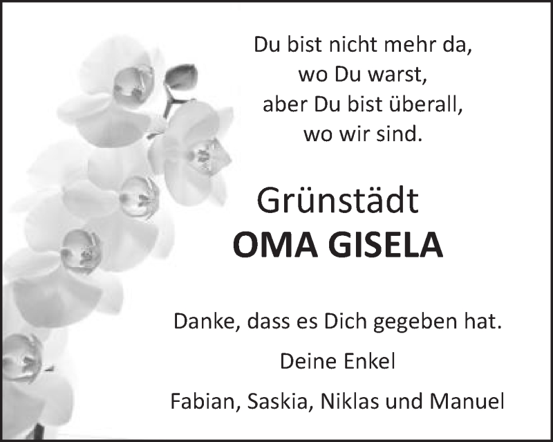  Traueranzeige für Gisela Seibald vom 14.10.2020 aus Schwäbische Post