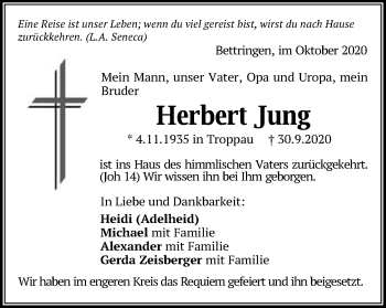 Traueranzeige von Herbert Jung von Gmünder Tagespost