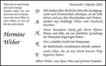 Traueranzeige von Hermine Weber von Gmünder Tagespost