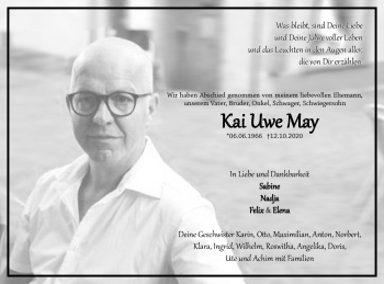Traueranzeige von Kai Uwe May von Schwäbische Post
