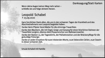 Traueranzeige von Leopold Schabel von Gmünder Tagespost