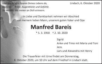Traueranzeige von Manfred Bareis von Gmünder Tagespost