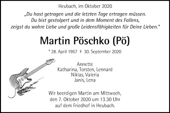 Traueranzeige von Martin Pöschko von Schwäbische Post