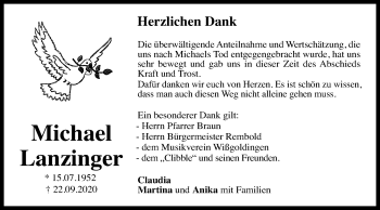 Traueranzeige von Michael Lanzinger von Gmünder Tagespost