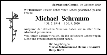 Traueranzeige von Michael Schramm von Gmünder Tagespost