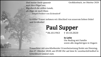 Traueranzeige von Paul Supper von Gmünder Tagespost