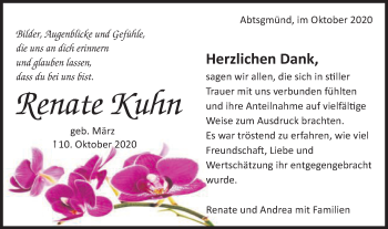 Traueranzeige von Renate Kuhn von Schwäbische Post
