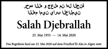Traueranzeige von Salah Djebrallah von Schwäbische Post