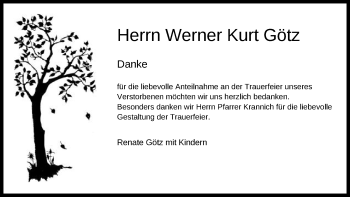 Traueranzeige von Werner Kurt Götz von Schwäbische Post